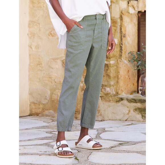 Frank & Eileen Women's Jameson Utility Jogger Cotton High Rise Tapered Pants 8 - Picture 1 of 11